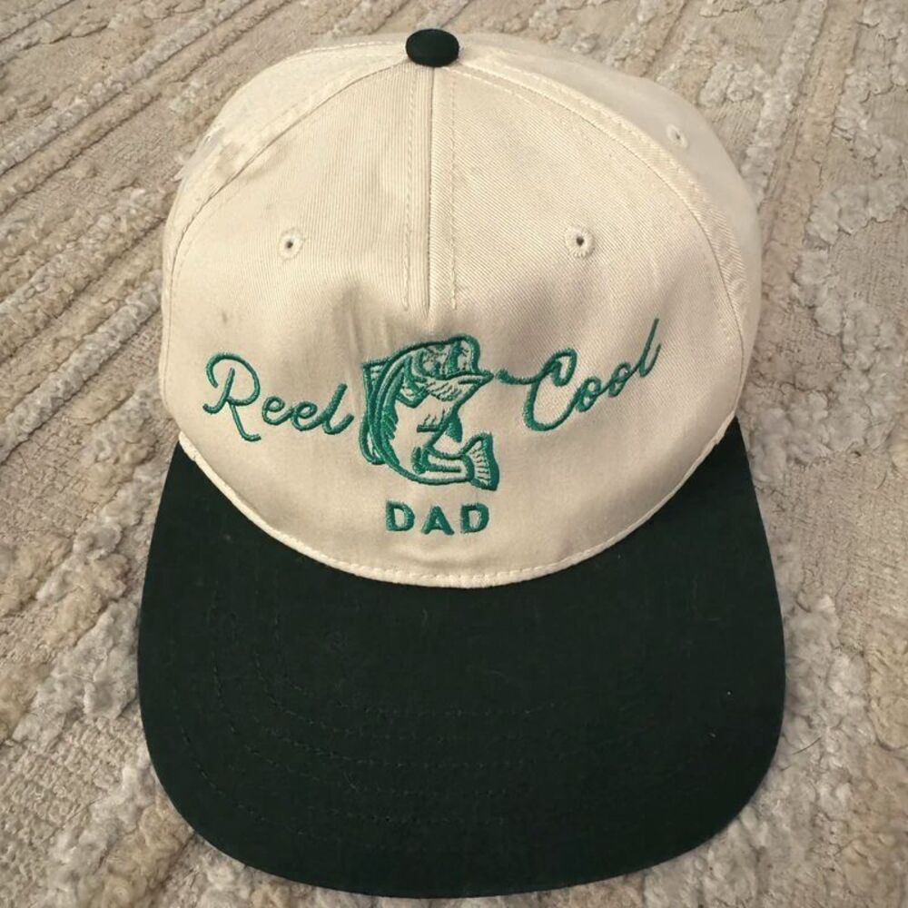 Reel Cool Dad Fishing Hat Bass Fish Embroidered Green OTTO Cap